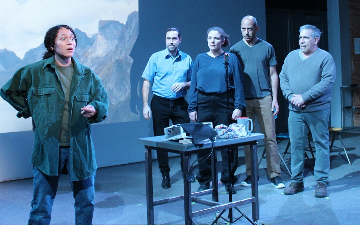 IMAGE FROM THE PERFORMANCE OF 'THE WETSUITMAN' AT THE CHERRY ARTSPACE IN NEW YORK © SAM BUGGELN