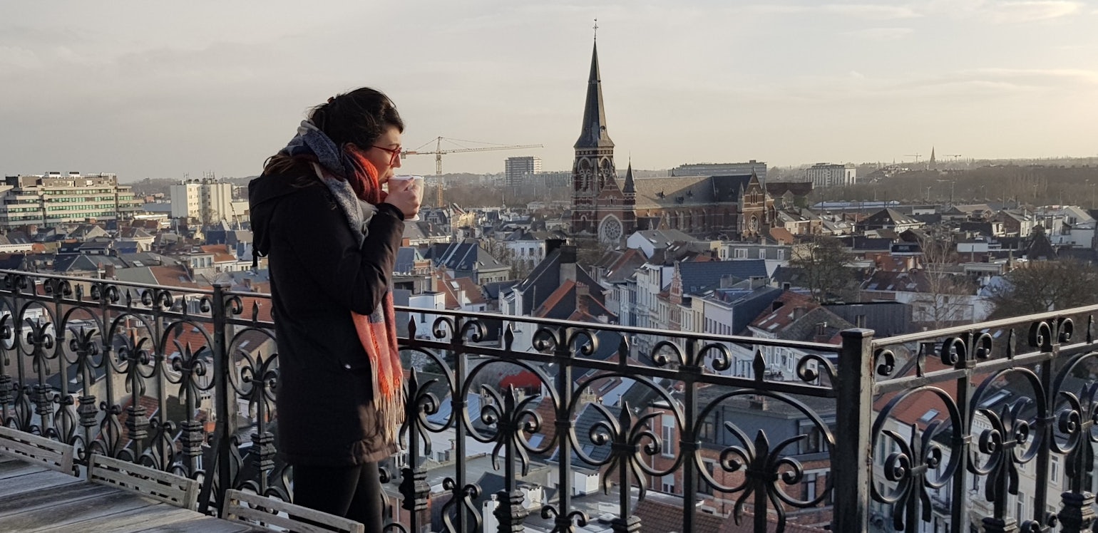 Kristen Gehrman on the roof terrace of the Translators' House